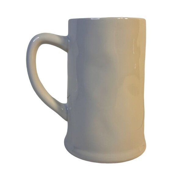 Rae Dunn Set-2 "CERVEZA" Ceramic White w/Yellow Inside Beer Steins 24oz Each - Picture 9 of 12